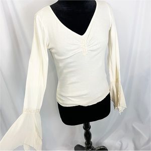 😻VTG Anchor Blue Flounce Sleeve Top